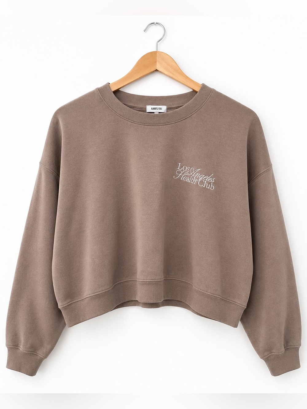 Always You LA Health Club Cropped Sweatshirt Large | Taupe Neutral | Pilates